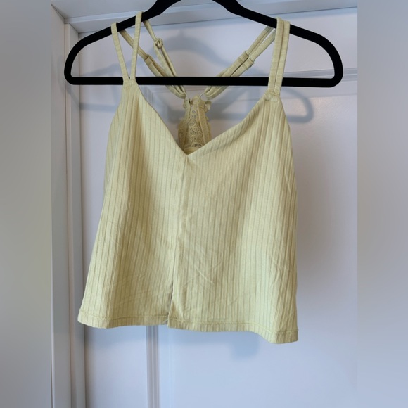 NWT- Aerie Yellow Ribbed Bralette Lace Racerback Crop Top size XL - Picture 4 of 6
